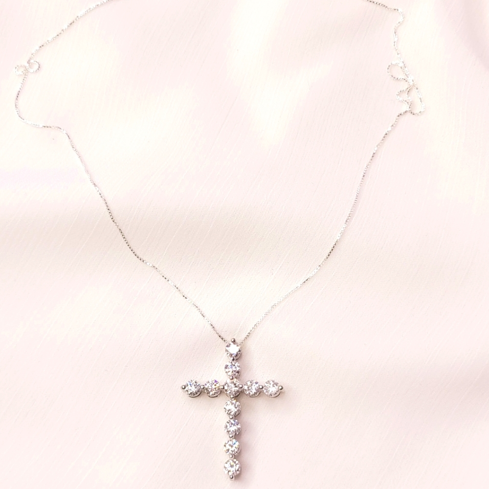 Moissanite Cross Necklace 4.02ctw. - Picture 4 of 12